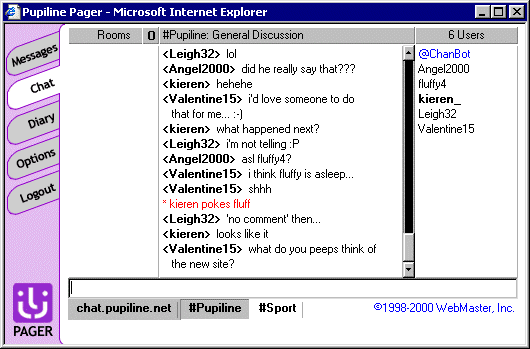 screenshot of the pupiline chat